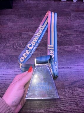 More Cowbell 2020 Virtual 5K Medal with Blue & Yellow Ribbon